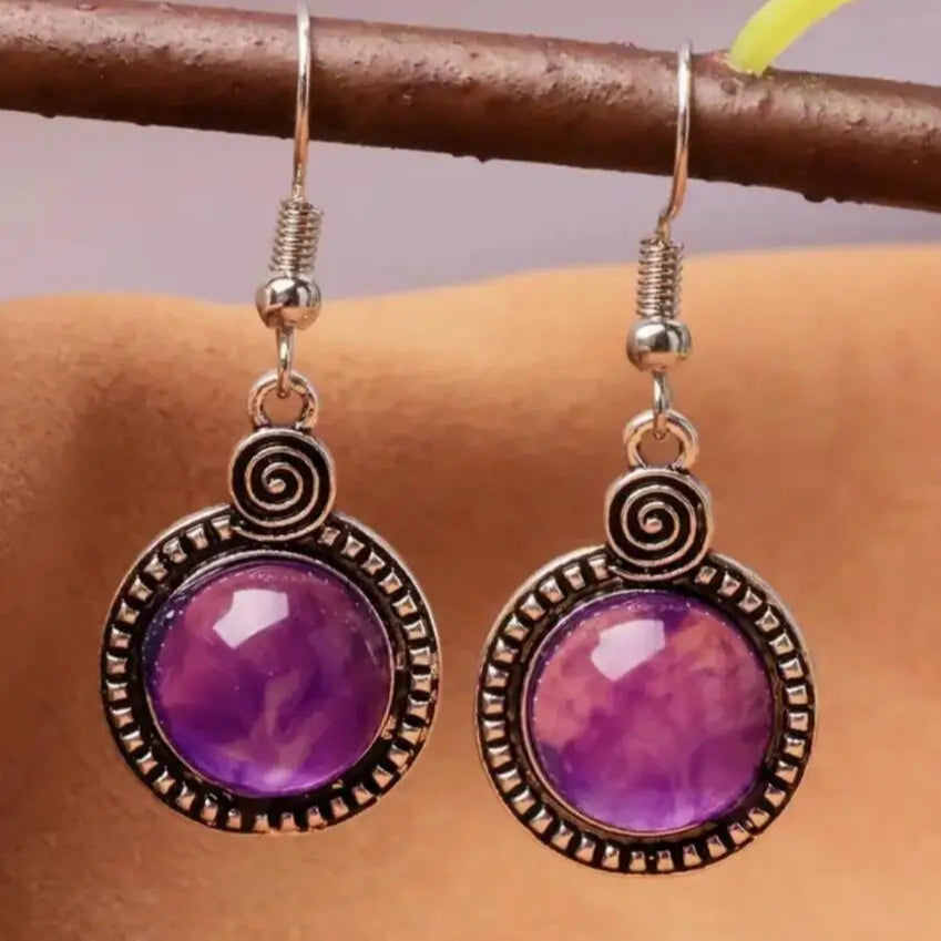 Elysian Amethyst Spiral Earrings