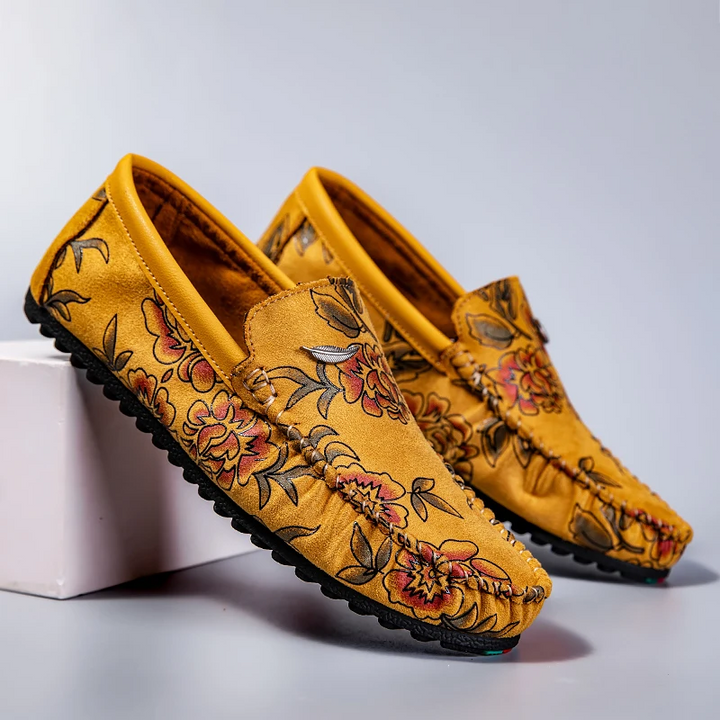 Elio Floral Leather Loafers