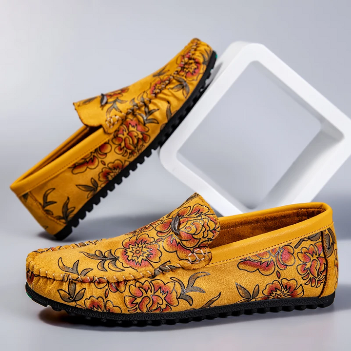 Elio Floral Leather Loafers