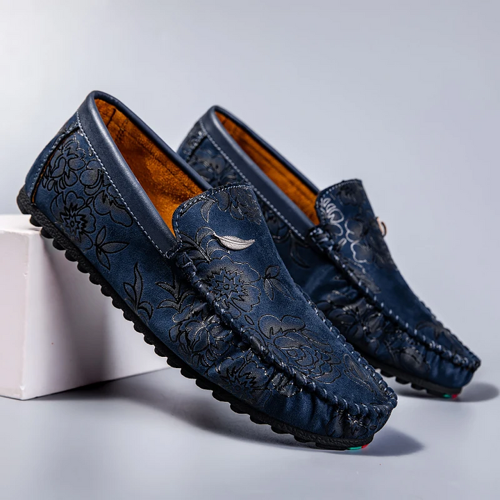 Elio Floral Leather Loafers