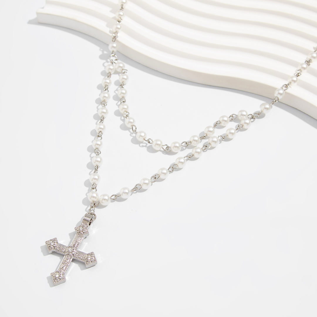 Monarch Pearl Cross Necklace