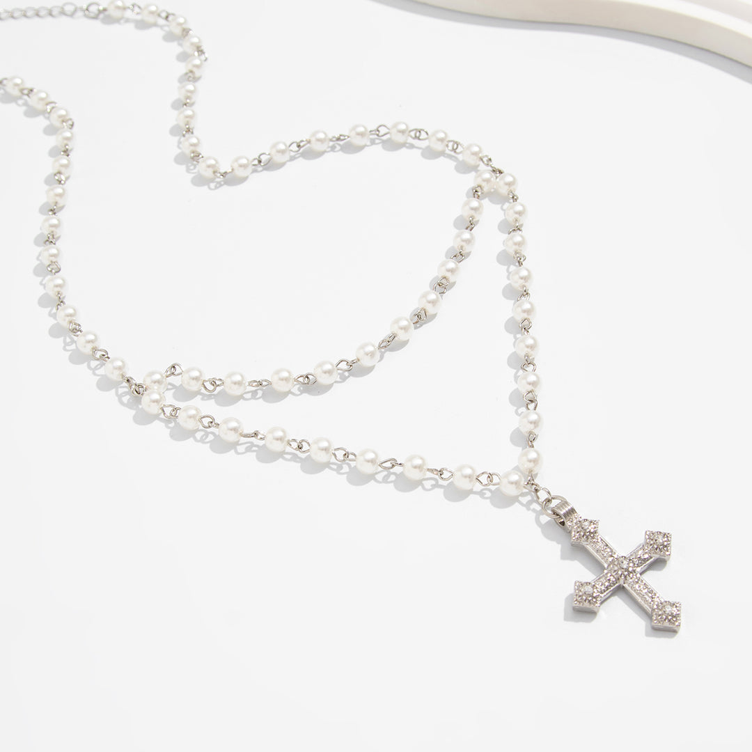Monarch Pearl Cross Necklace