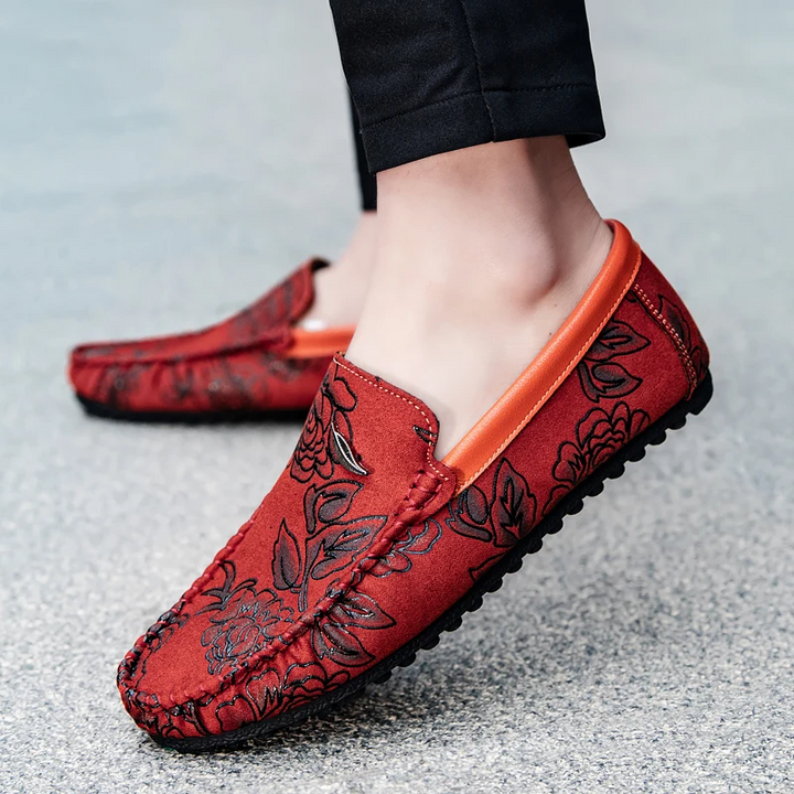 Elio Floral Leather Loafers