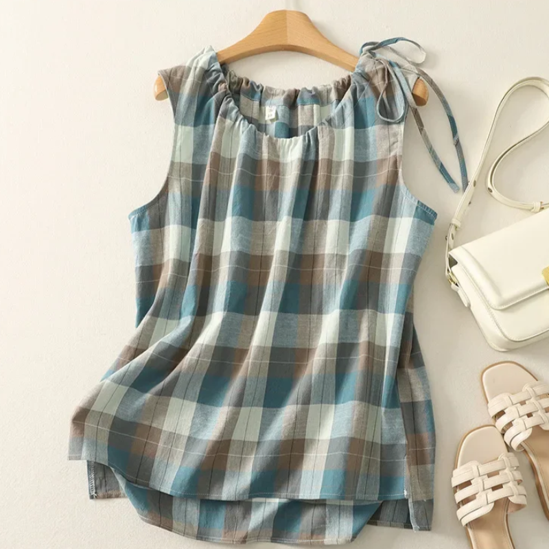 Mira Checkered Top