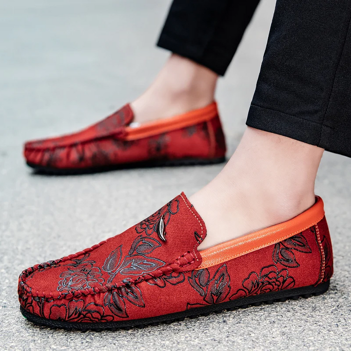 Elio Floral Leather Loafers