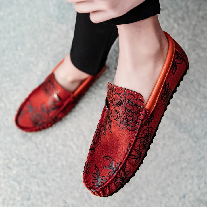 Elio Floral Leather Loafers
