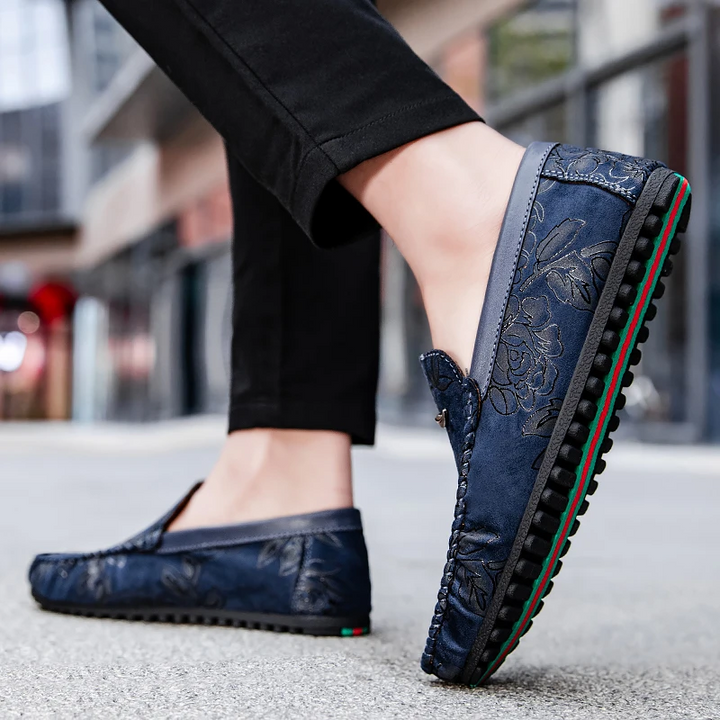 Elio Floral Leather Loafers