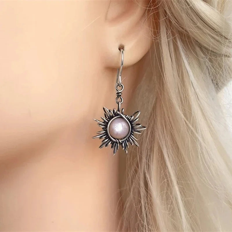 Moonlit Sunstone Dangle Earrings