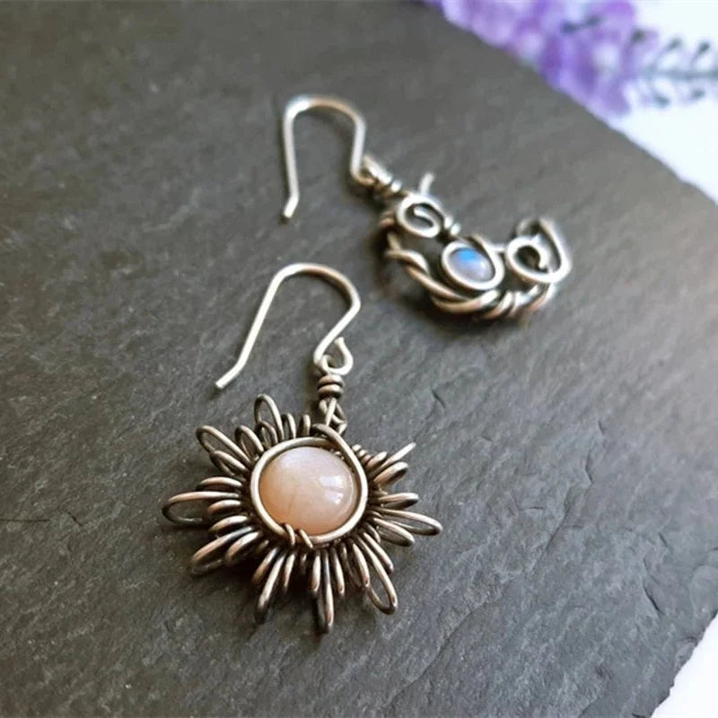 Moonlit Sunstone Dangle Earrings