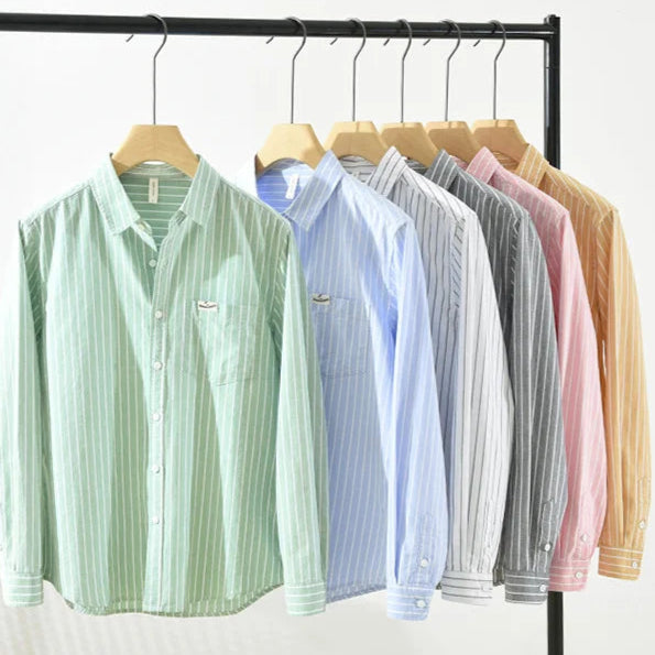 Cotton Stripe Button Up Shirt