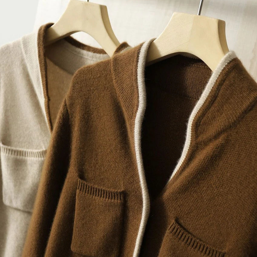 Oriana Two-Tone Knit Cardigan