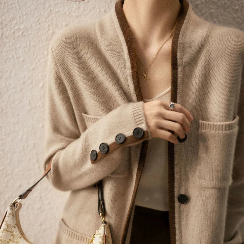 Oriana Two-Tone Knit Cardigan