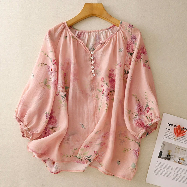 Amara Floral Linen Blouse