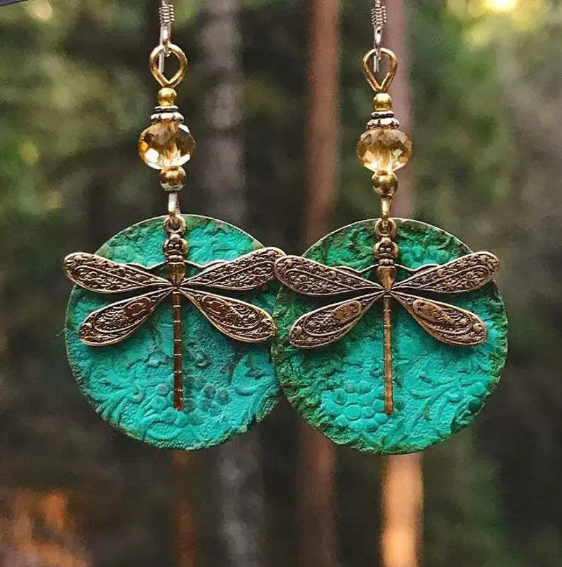 Regal Dragonfly Turquoise Earrings
