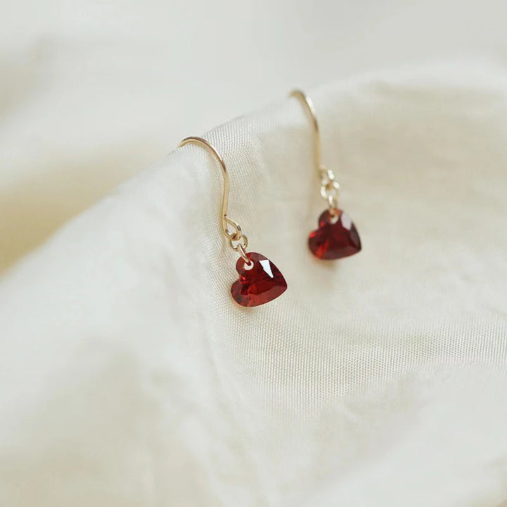 Crimson Heart Zircon Earrings