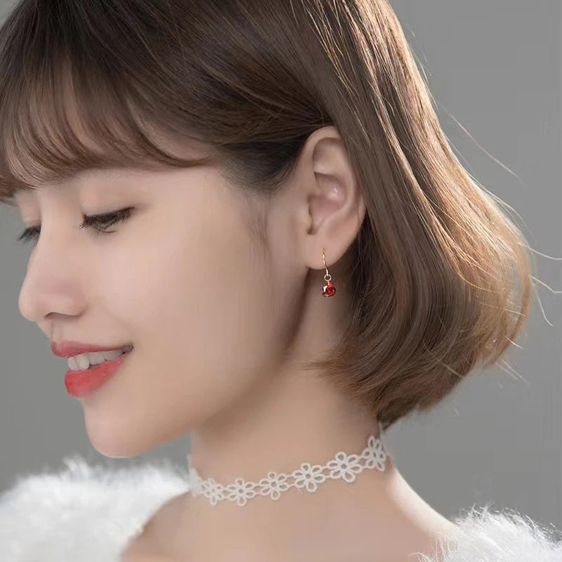 Crimson Heart Zircon Earrings