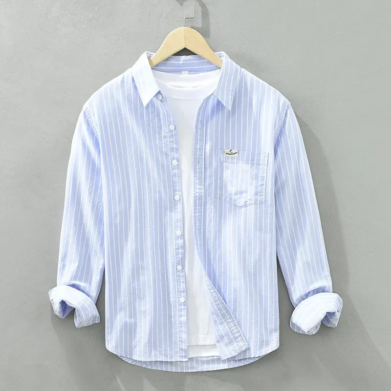 Cotton Stripe Button Up Shirt