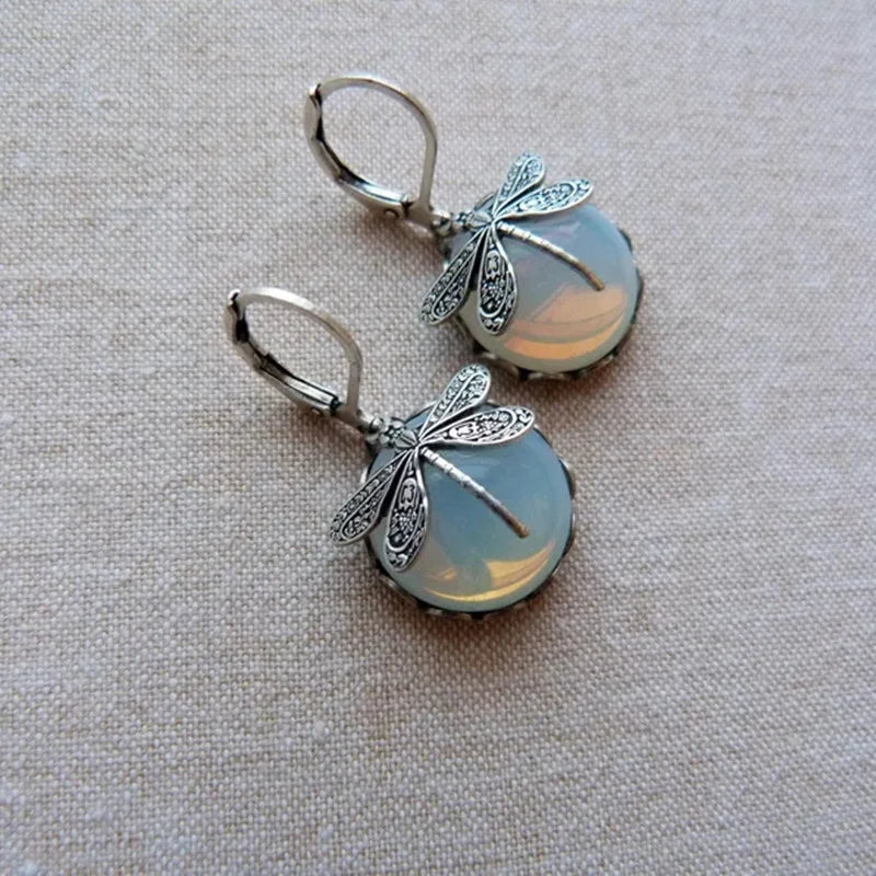 Opalescent Dragonfly Drop Earrings