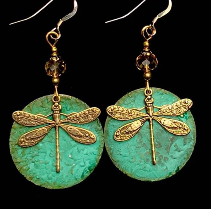 Regal Dragonfly Turquoise Earrings