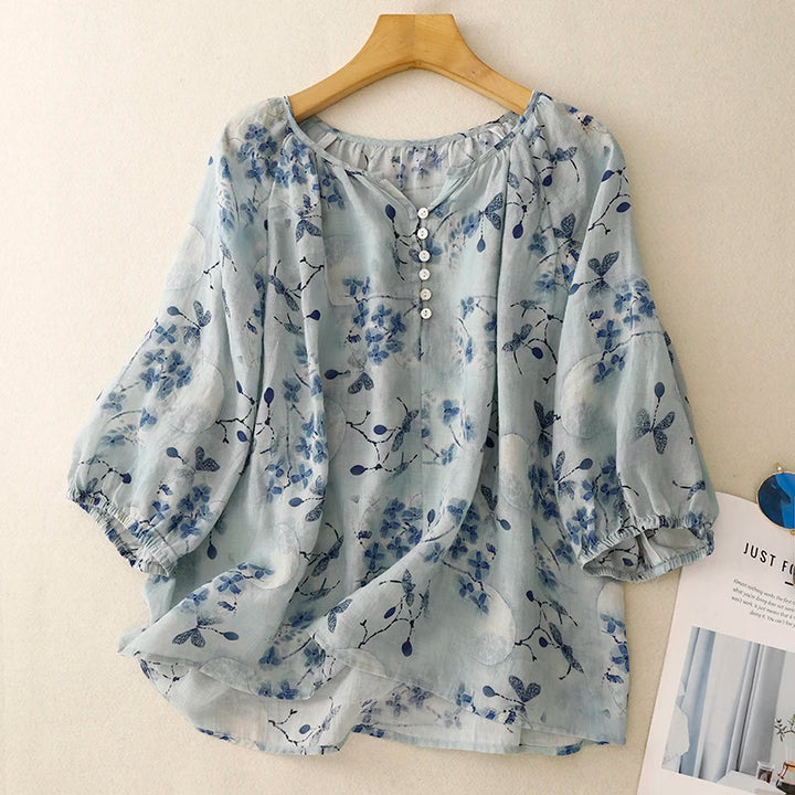 Amara Floral Linen Blouse