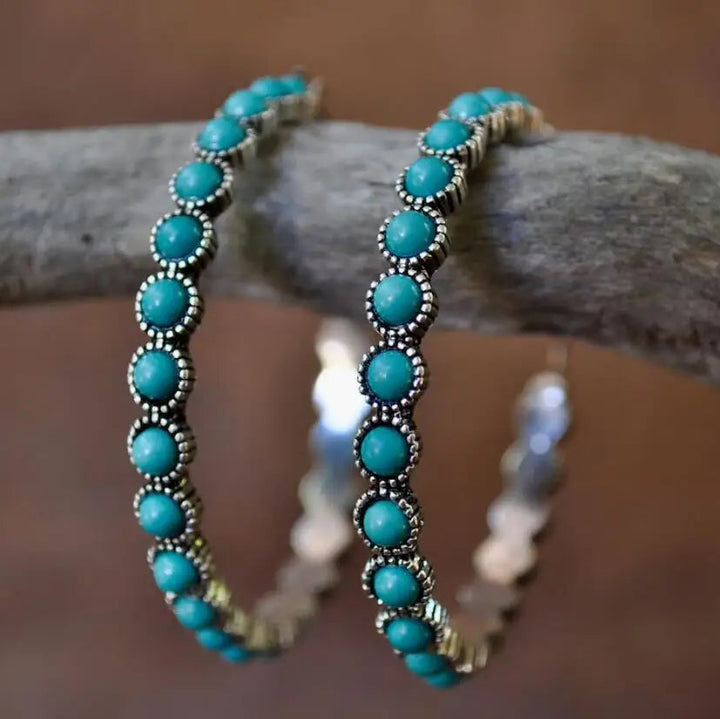 Emerald Bloom Hoop Earrings