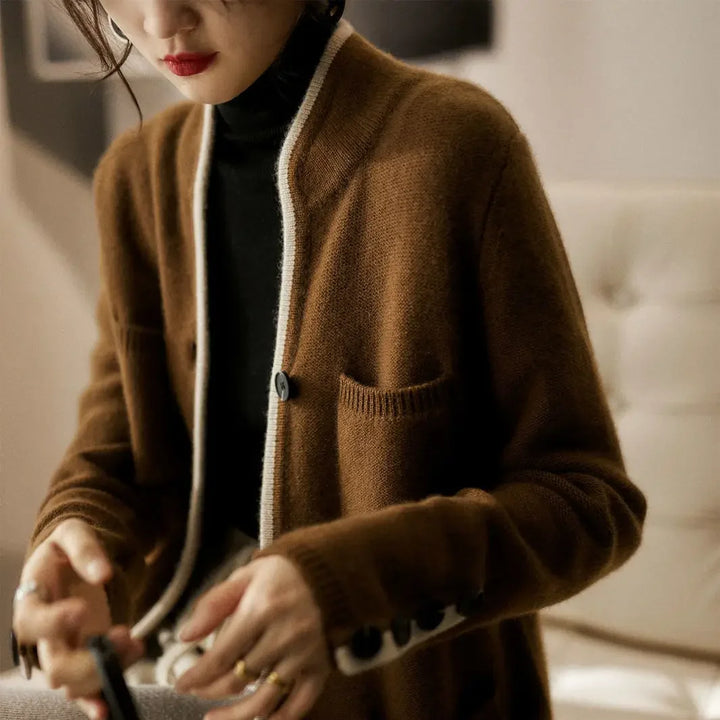 Oriana Two-Tone Knit Cardigan