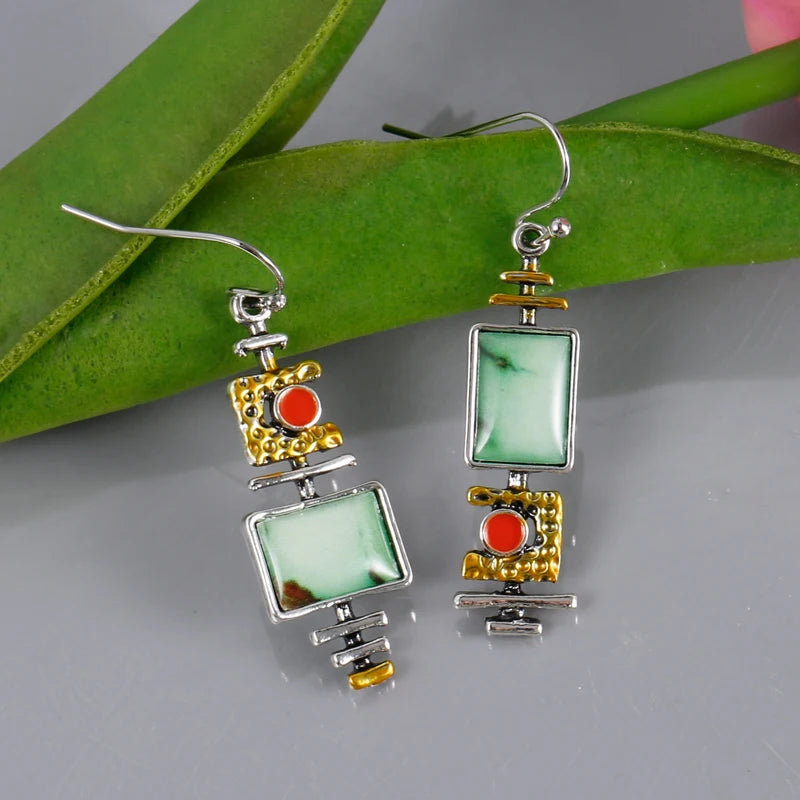 Luminous Geometric Stone Earrings