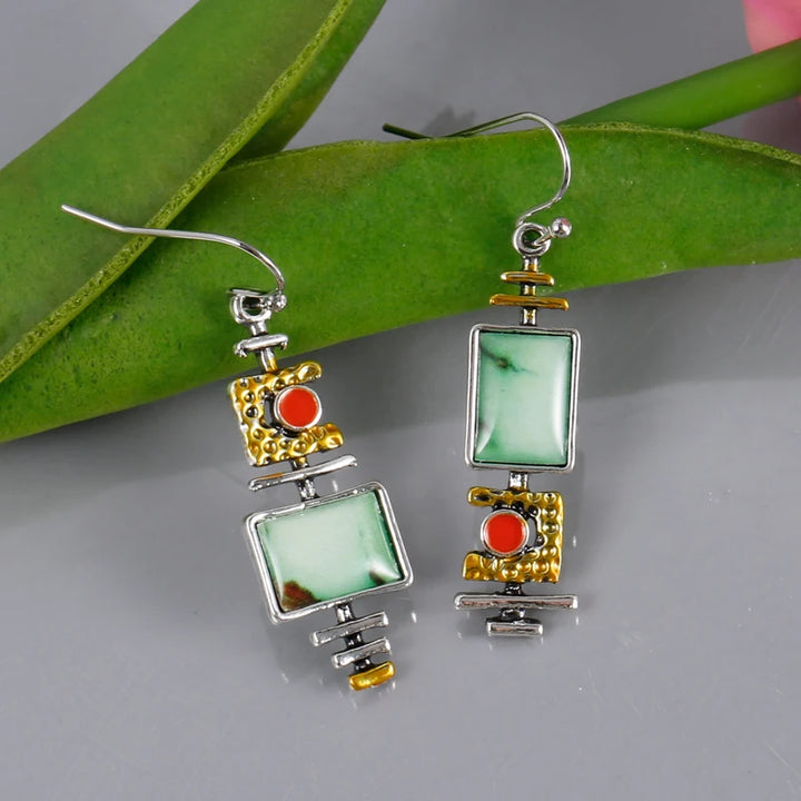 Luminous Geometric Stone Earrings