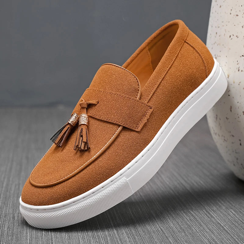 Suede Leather Tassel Loafers