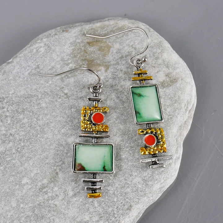 Luminous Geometric Stone Earrings