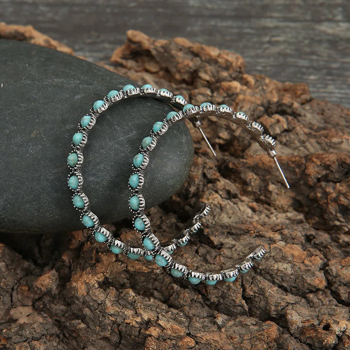 Emerald Bloom Hoop Earrings