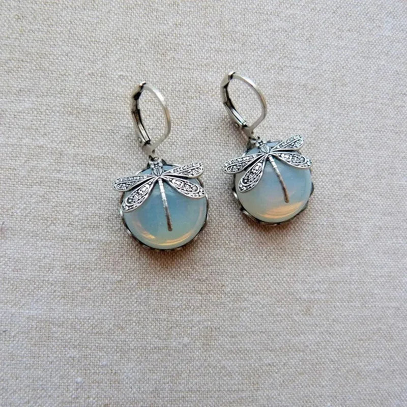 Opalescent Dragonfly Drop Earrings