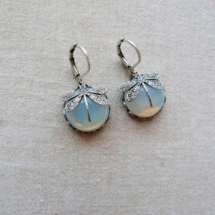 Opalescent Dragonfly Drop Earrings