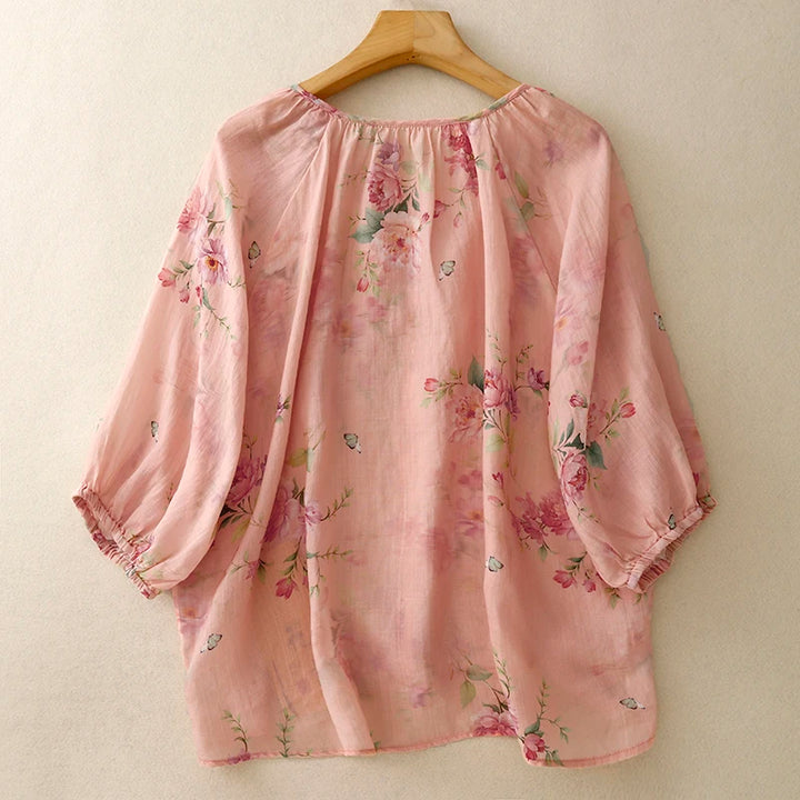 Amara Floral Linen Blouse