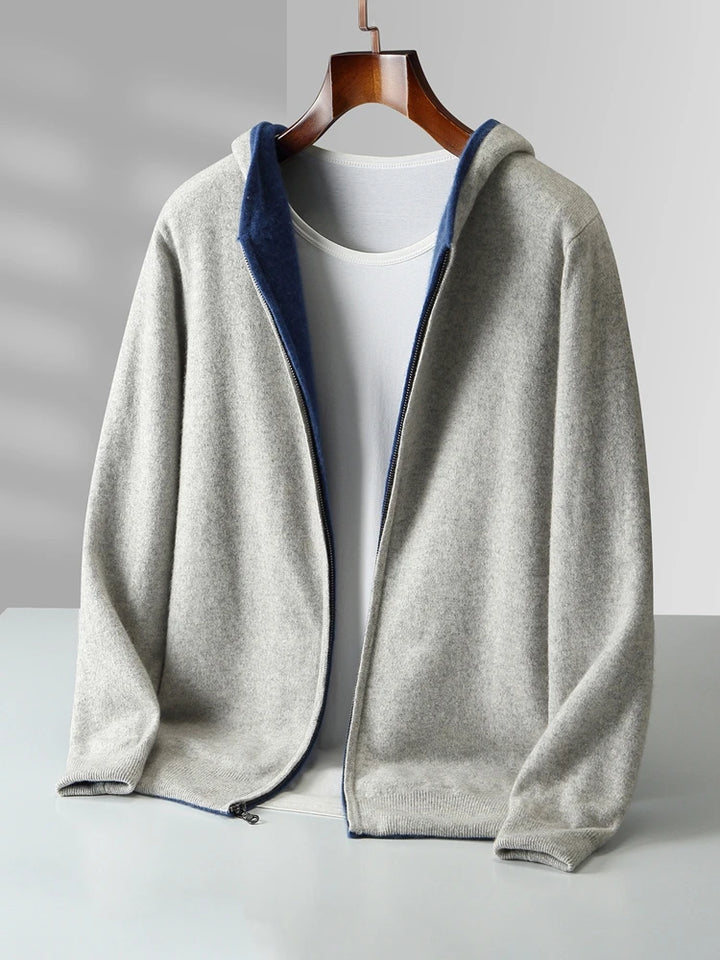 Pure Merino Wool Reversible Zip Hoodie