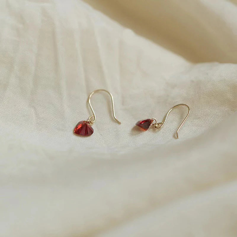 Crimson Heart Zircon Earrings