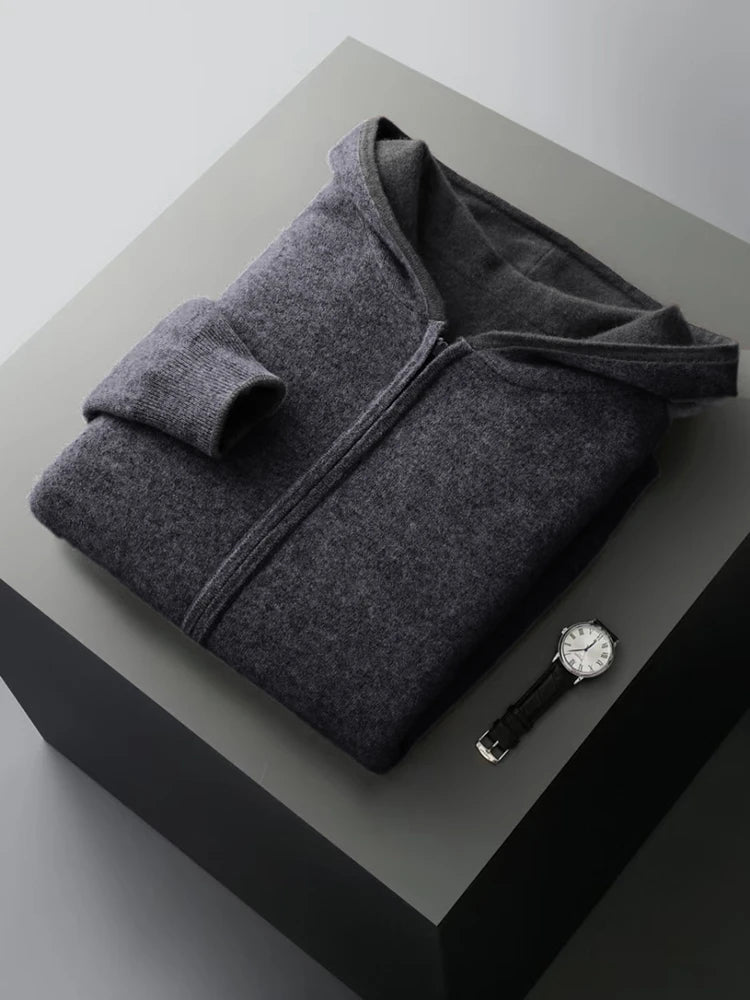 Pure Merino Wool Reversible Zip Hoodie