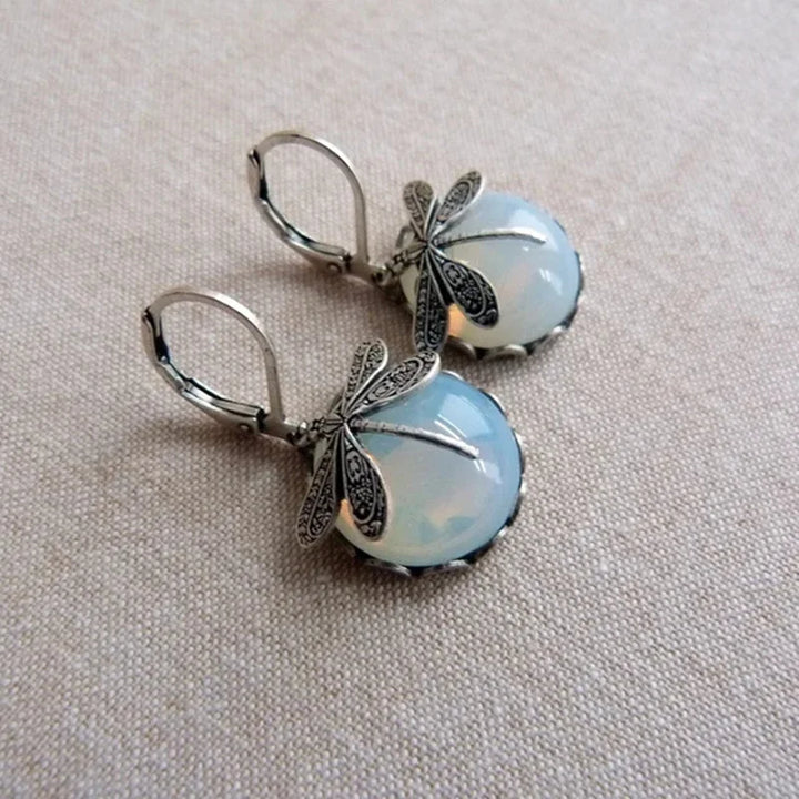 Opalescent Dragonfly Drop Earrings