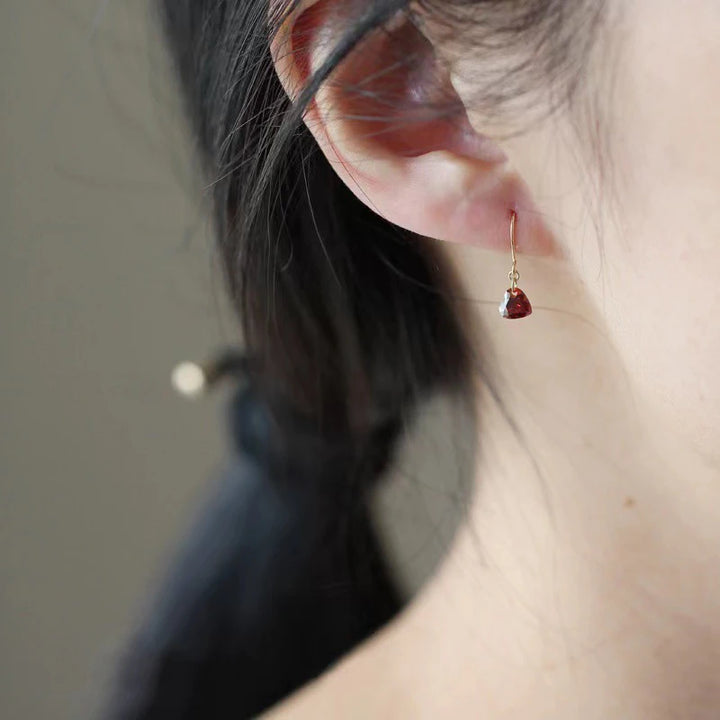 Crimson Heart Zircon Earrings
