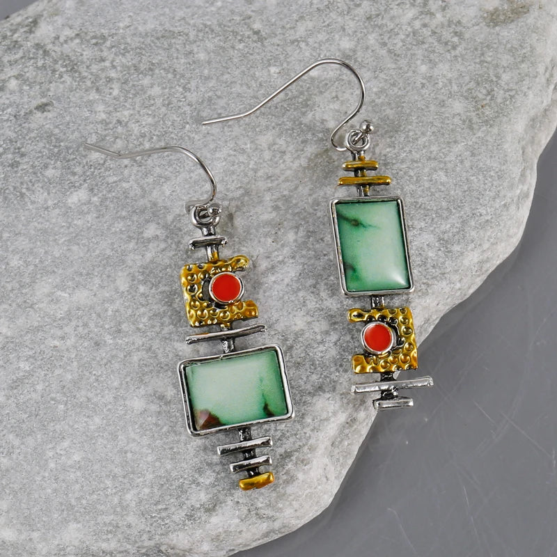 Luminous Geometric Stone Earrings