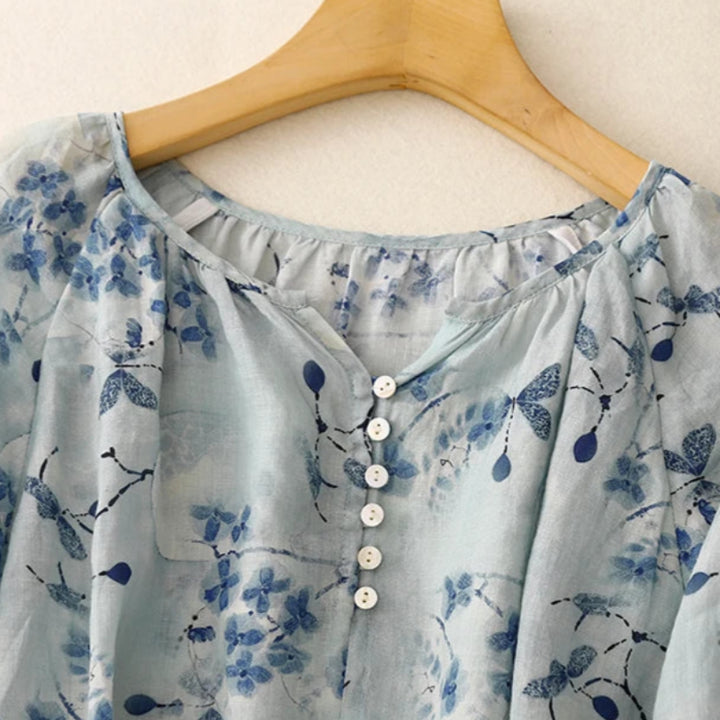 Amara Floral Linen Blouse