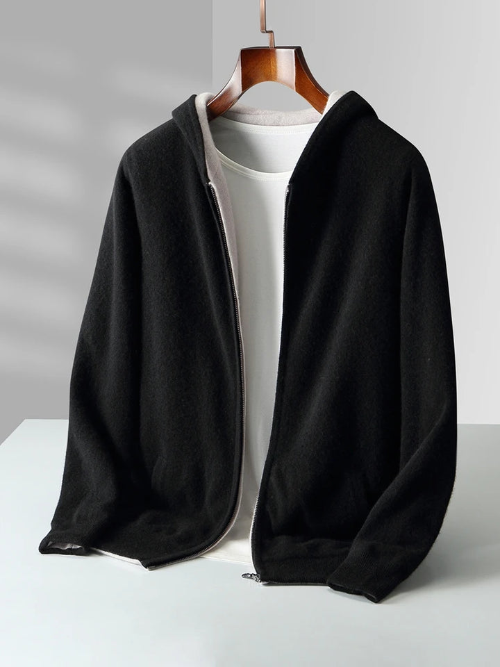 Pure Merino Wool Reversible Zip Hoodie