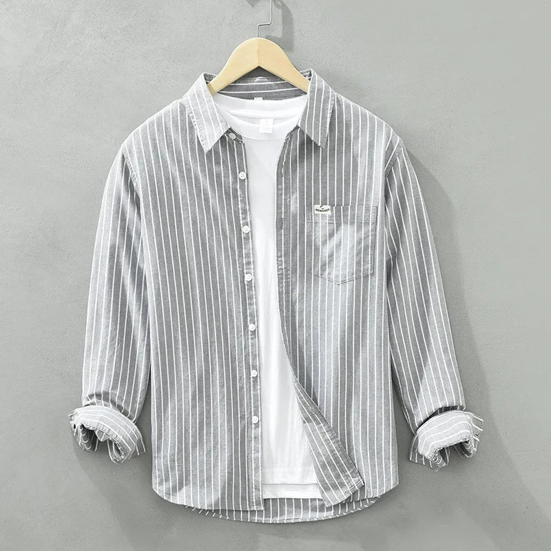Cotton Stripe Button Up Shirt