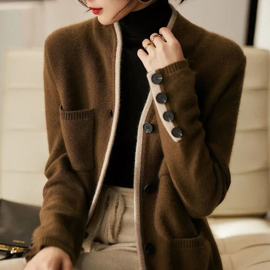 Oriana Two-Tone Knit Cardigan