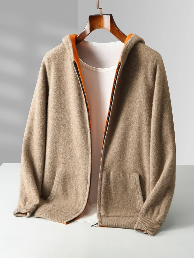 Pure Merino Wool Reversible Zip Hoodie