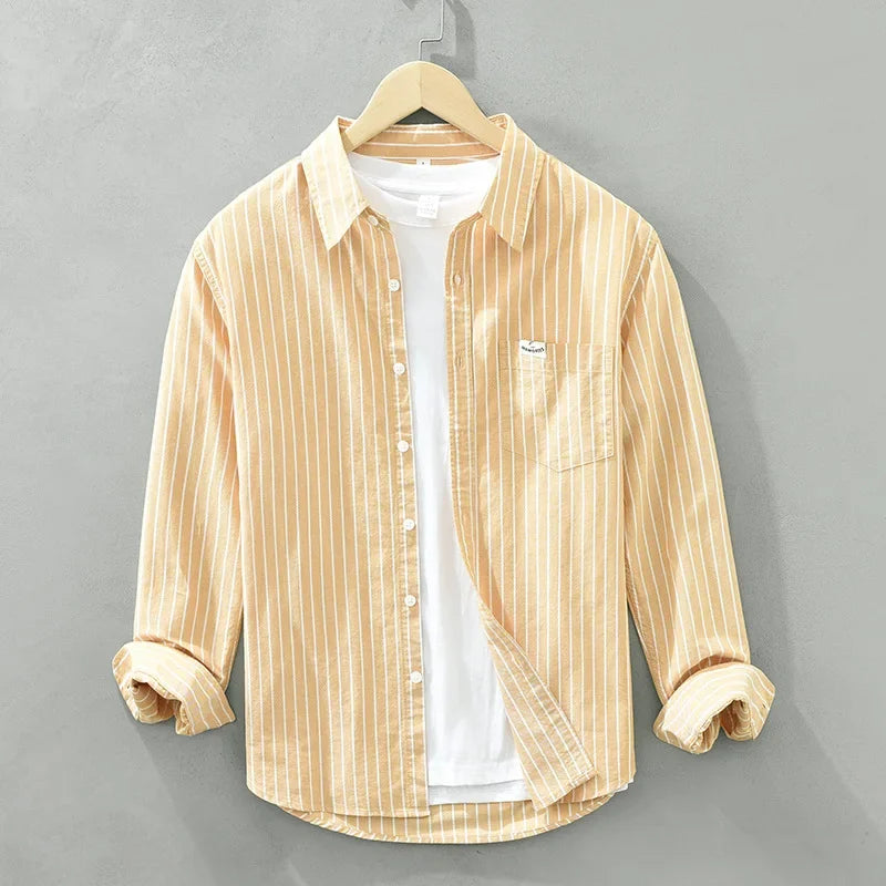 Cotton Stripe Button Up Shirt