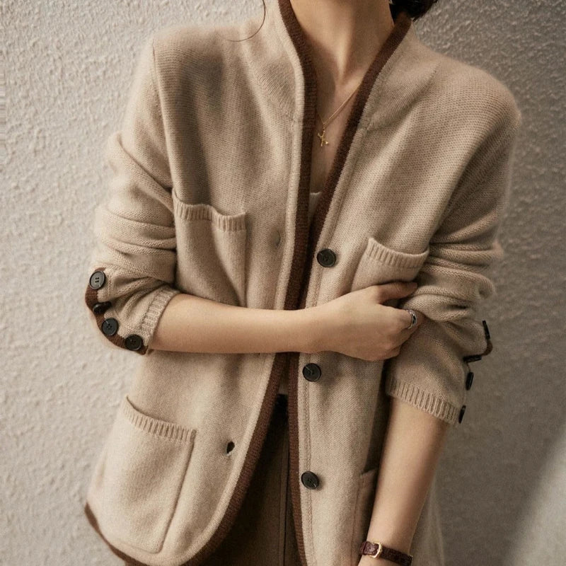 Oriana Two-Tone Knit Cardigan