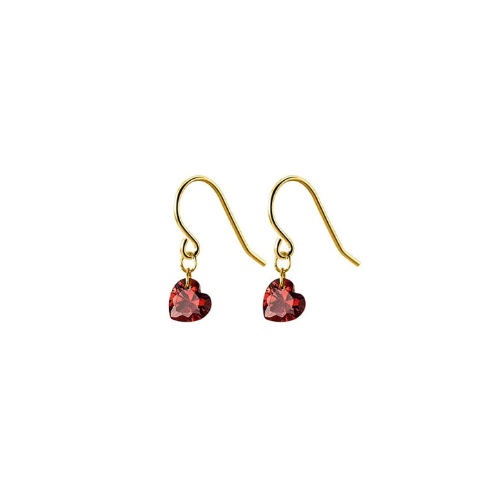 Crimson Heart Zircon Earrings