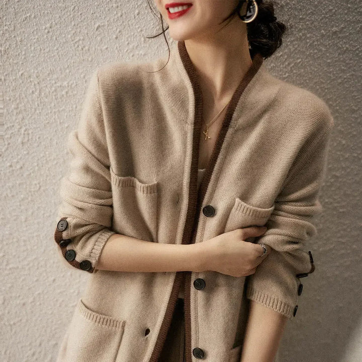 Oriana Two-Tone Knit Cardigan
