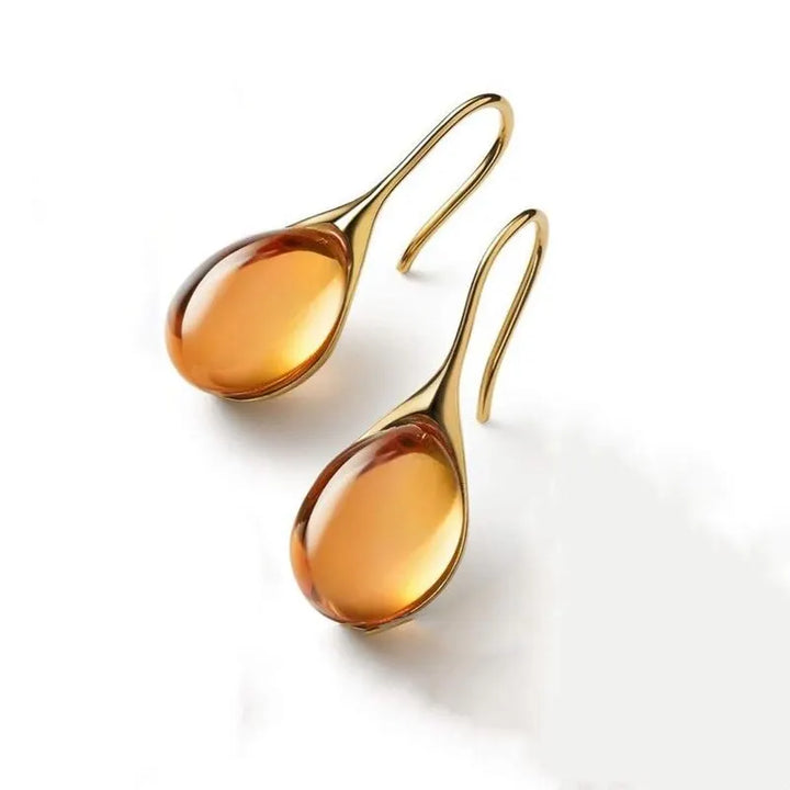 Sparkling Cat's Eye Gold Earrings